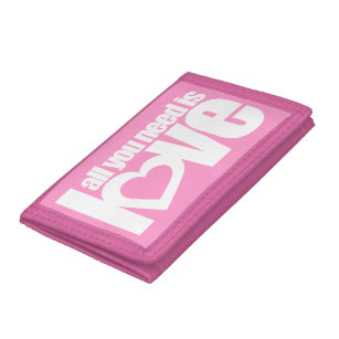 All you need is love pink tri-fold wallet