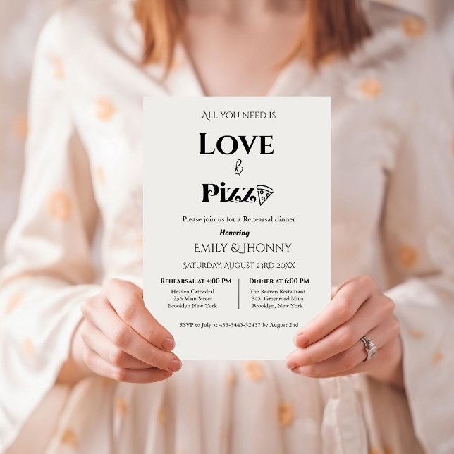 All you need is love & Pizza Rehearsal dinner Announcement (Creator Uploaded)
