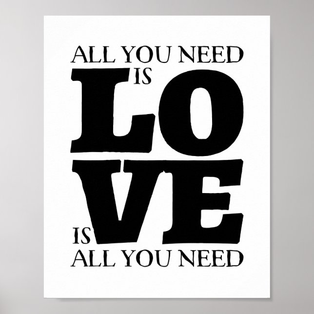 All You Need is Love Quote CUSTOMIZABLE Poster (Front)