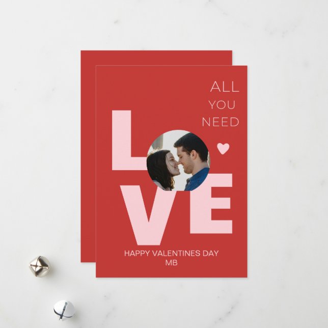  All You Need Is Love Red Pink Romance Valentines  Holiday Card (Front/Back In Situ)