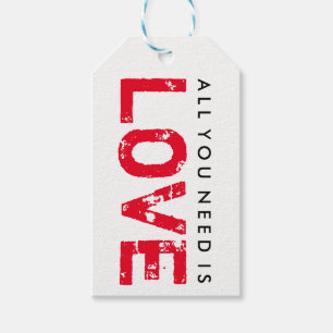 All You Need Is Love Red Valentine's Day Gift Tag