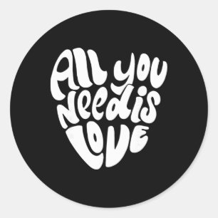 All You Need Is Love Retro Groovy Valentine Heart Classic Round Sticker