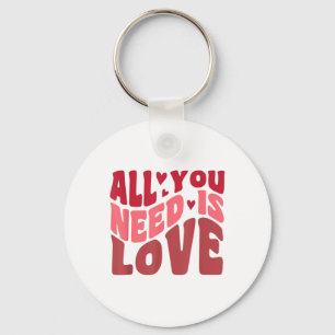 All You Need Is Love Retro Style Valentines Day  Key Ring