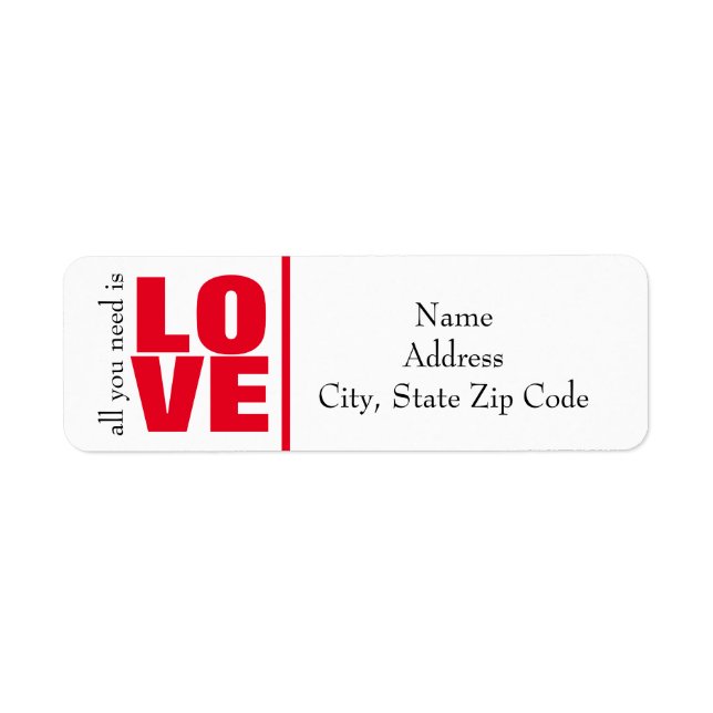 All You Need Is Love Return Address Label (Front)