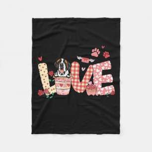 All You Need Is Love Saint Bernard And Coffee Vale Fleece Blanket
