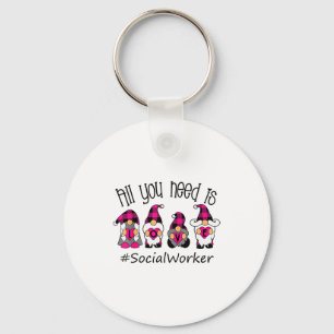 All You Need Is Love Social Worker Gnome Valentine Key Ring