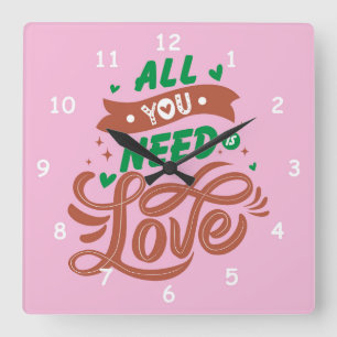 All You Need is LOVE Square Wall Clock