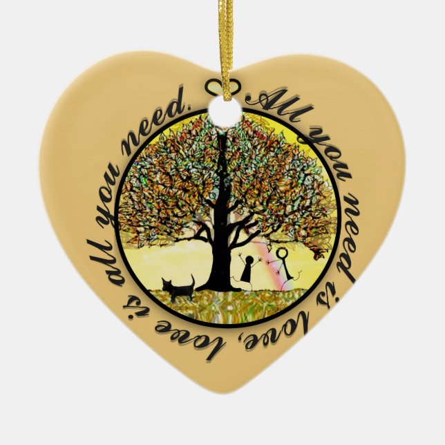 All you need is love tree of life ceramic ornament (Front)