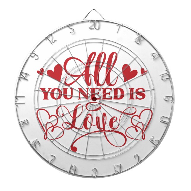 All You Need Is Love Typography Dart Board (Front)