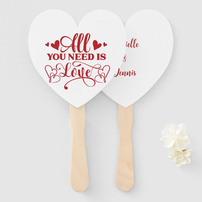 All You Need Is Love Typography Hand Fan (Front and Back)