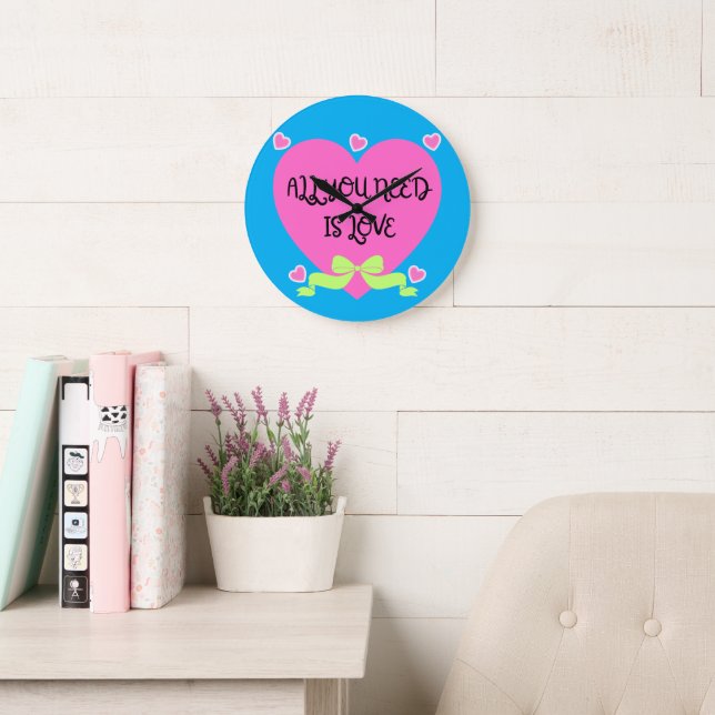 All You Need Is Love – Valentine Heart Design Large Clock (Reading Room)