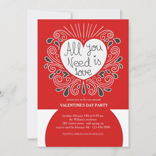 All You Need Is Love Valentine's Day Invitation (Front)