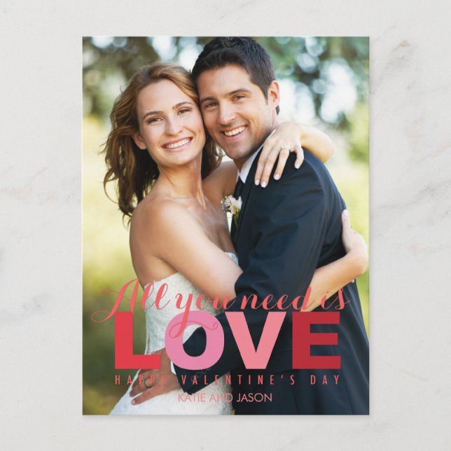 All You Need Is Love Valentine's Day Post Card (Front)