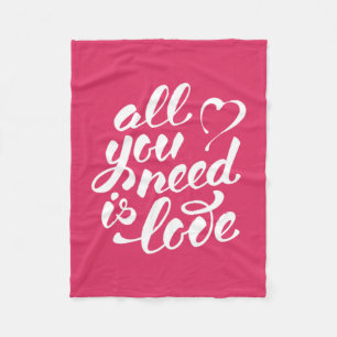 All You Need Is Love w/Cerise Pink Fleece Blanket