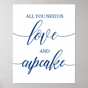 All You Need Is Love Wedding Sign Blue Calligraphy