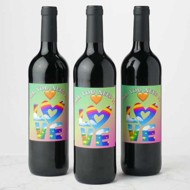 ALL YOU NEED IS LOVE WINE LABEL (Bottles)
