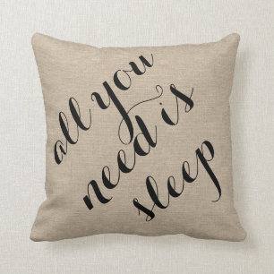 All you need is sleep burlap linen rustic chic jut cushion