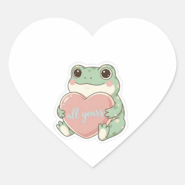 All Yours Frog Sticker Cute Frog Hugging Heart Kaw (Front)