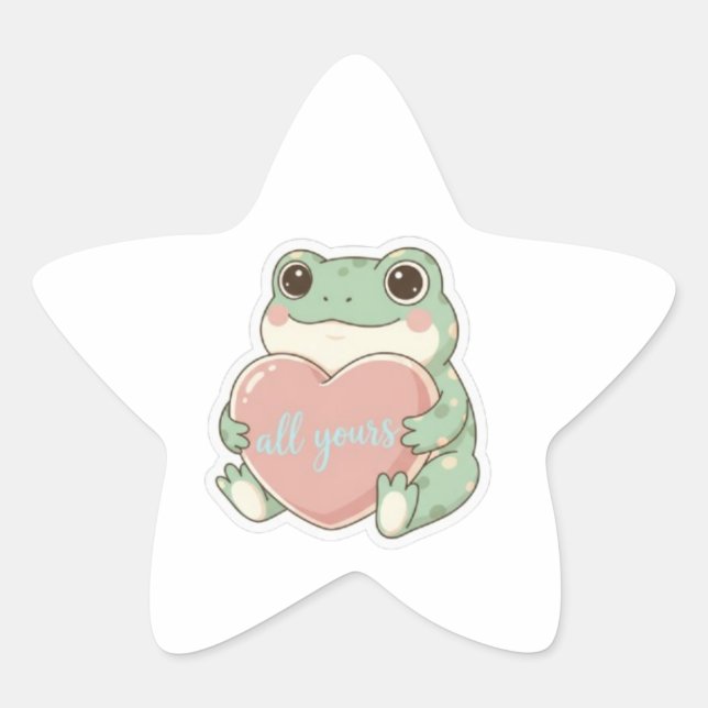 All Yours Frog Sticker Cute Frog Hugging Heart Kaw (Front)
