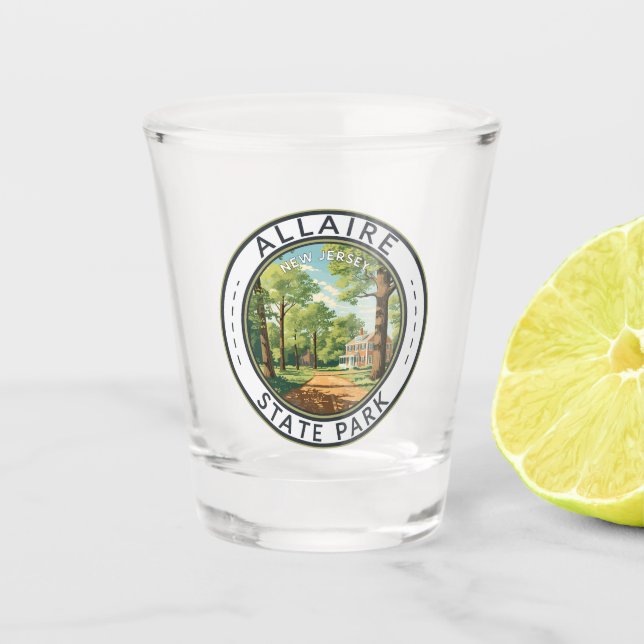 Allaire State Park New Jersey Travel Art Badge Shot Glass (Front)