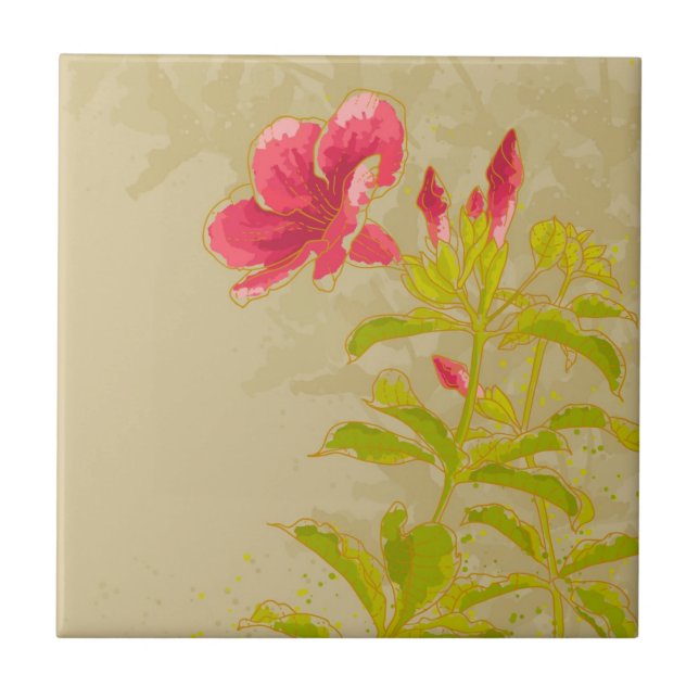 Allamanda Flower On Toned Background Ceramic Tile (Front)