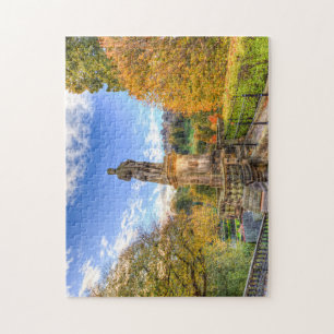 Allan Ramsey Statue And Edinburgh Castle Jigsaw Puzzle