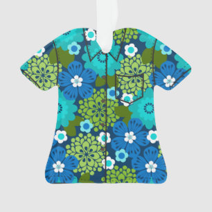 Allana Garden Hawaiian Floral Aloha Shirt- Blue Ornament