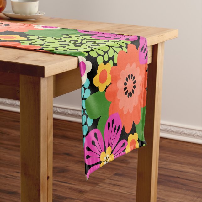 Allana Garden Hawaiian Graphical Floral - Brights Short Table Runner (In Situ)
