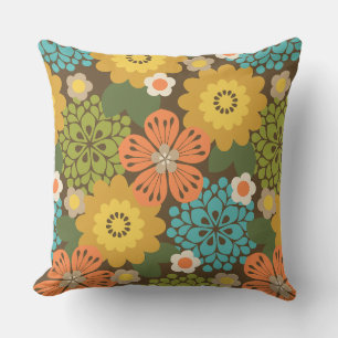 Allana Garden Hawaiian Graphical Floral - Brown Cushion
