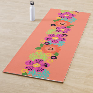 Allana Garden Hawaiian Graphical Floral - Peach Yoga Mat