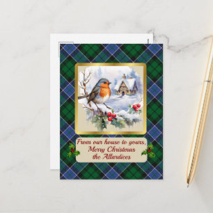 Allardice Tartan w/Robin Personalized   Holiday Postcard