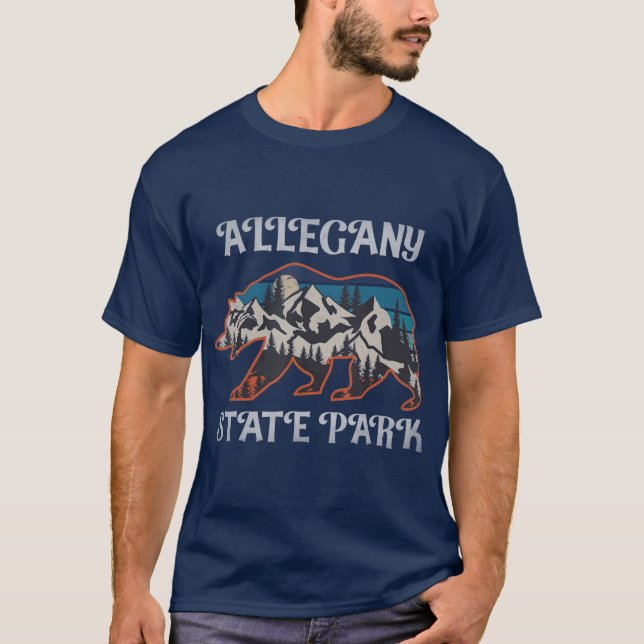 Allegany State Park New York NY Bear Camping T-Shirt (Front)