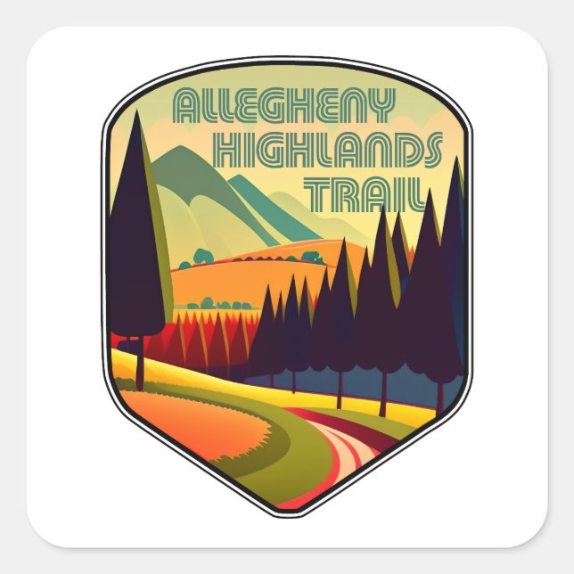 Allegheny Highlands Trail West Virginia Colours Square Sticker (Front)
