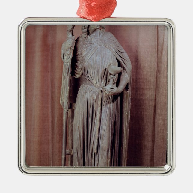 Allegorical figure of church holding a chalice metal ornament (Front)