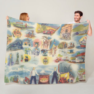 Allegorical map of Mexico City and Environs Fleece Blanket