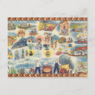 Allegorical map of Mexico City and Environs Postcard