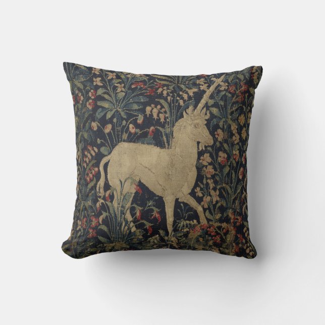 Allegorical "Millefleurs" Tapestry with Animals Cushion (Front)