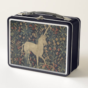 Allegorical "Millefleurs" Tapestry with Animals Metal Lunch Box