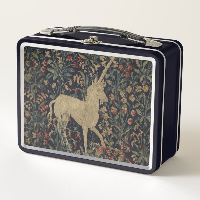 Allegorical "Millefleurs" Tapestry with Animals Metal Lunch Box (Front)
