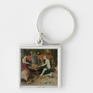 Allegory of Hearing, detail of an organist Key Ring