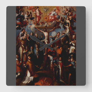 Allegory of the Crucifixion with Jesuit Saints  Square Wall Clock