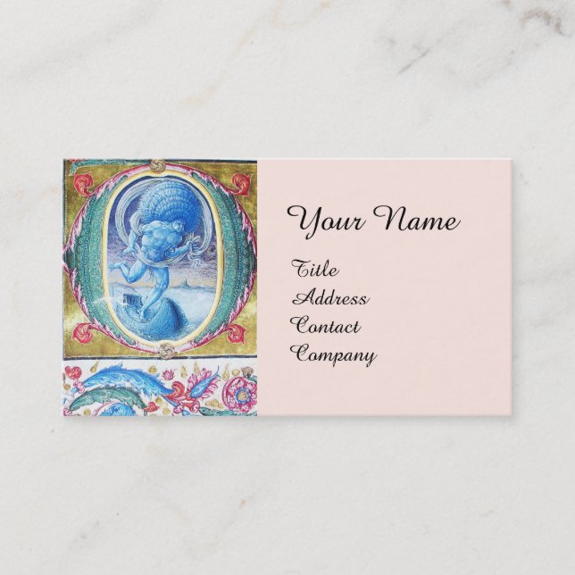 ALLEGORY OF WIND ANTIQUE FLORAL MINIATURE MONOGRAM BUSINESS CARD (Front)