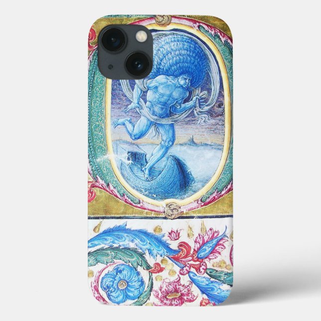 ALLEGORY OF WIND ANTIQUE FLORAL MINIATURE MONOGRAM Case-Mate iPhone CASE (Back)