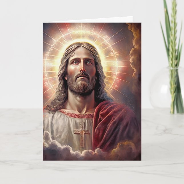 Alleluia! Hi is Risen! Jesus Christ Painting Holiday Card (Front)