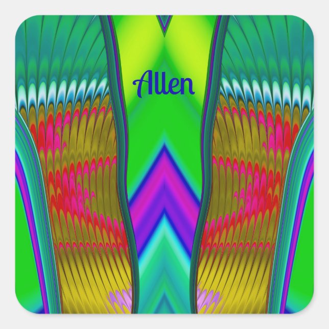 ALLEN ~ Multicoloured 3D ~ Square Sticker (Front)