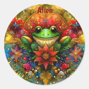 ALLEN ~ SHINY Christmas FROG ~  Classic Round Sticker