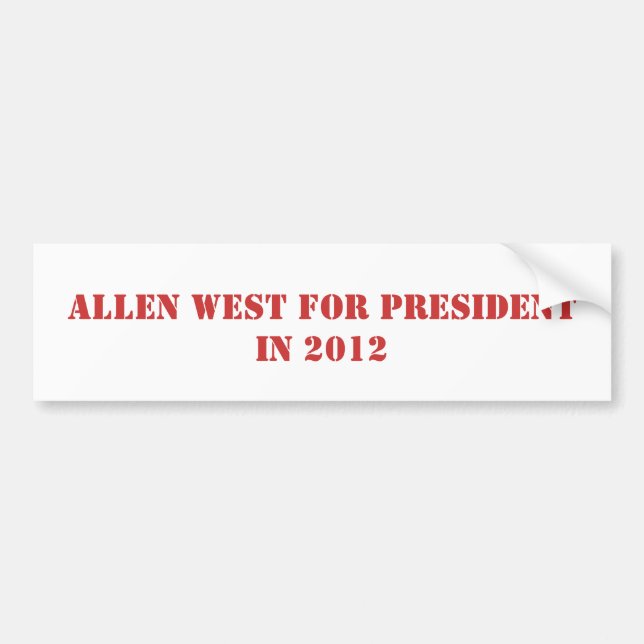 ALLEN WEST FOR PRESIDENT IN 2016 BUMPER STICKER (Front)