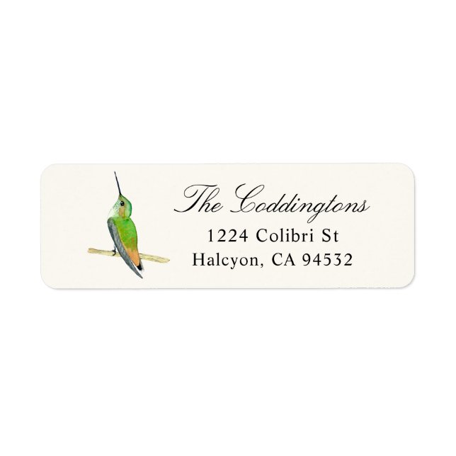 Allen's Hummingbird Return Address Label (Front)