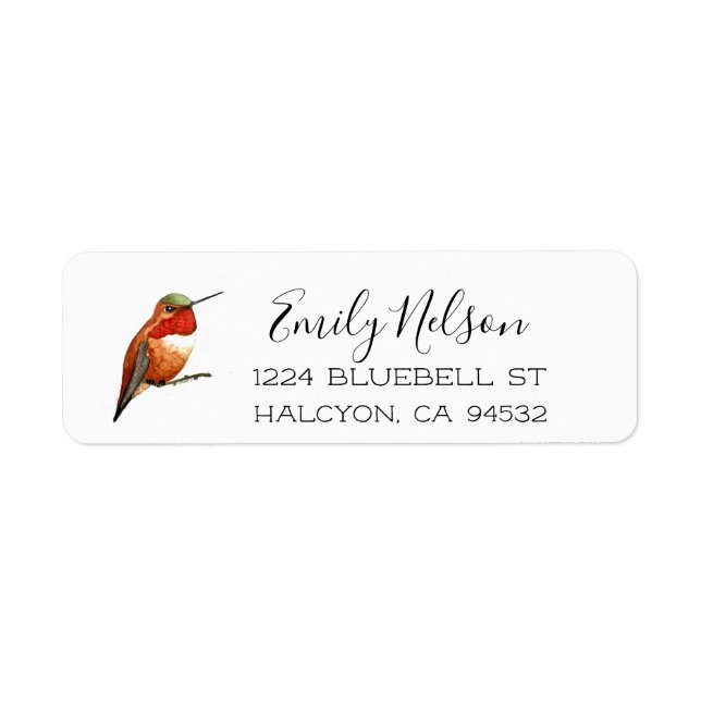 Allen's Hummingbird Return Address Label (Front)