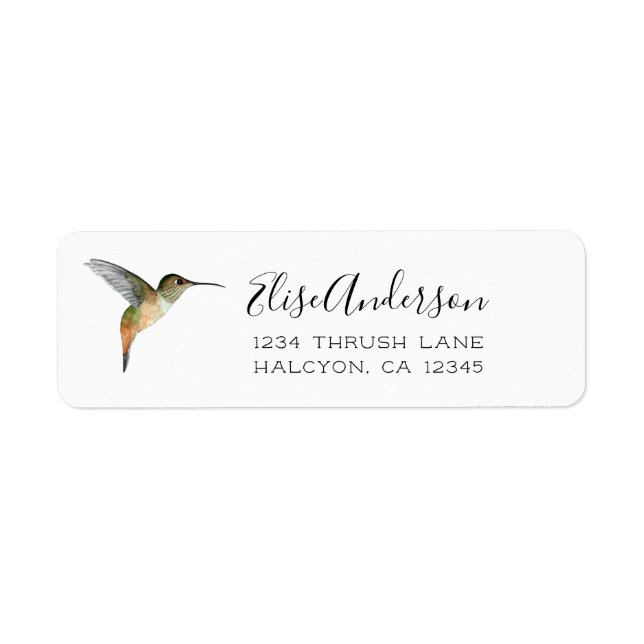 Allen's Hummingbird Return Address Label (Front)